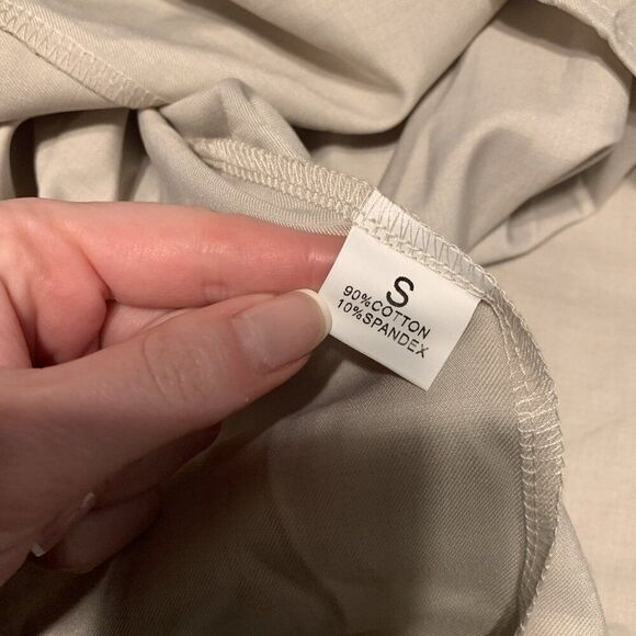 Womens Solid Beige Cotton Spandex Tank MIDI A Line Dress Small - Picture 3 of 3